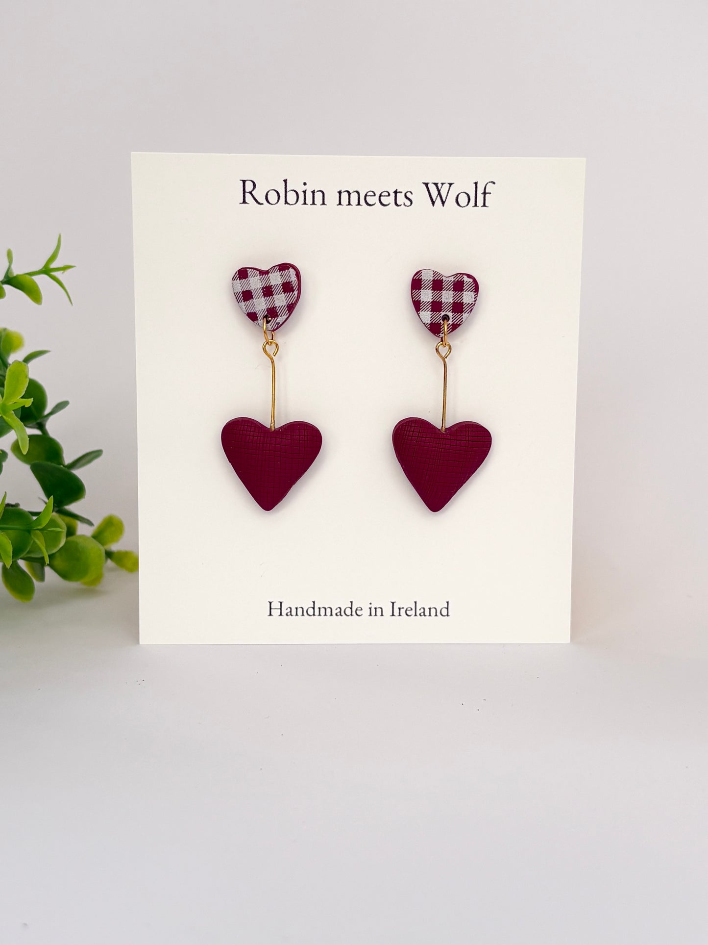 Joanne - Red 3d heart drop earring