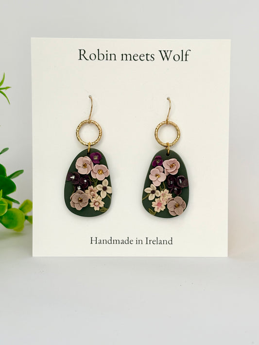 Elizabeth - Florals on dark green