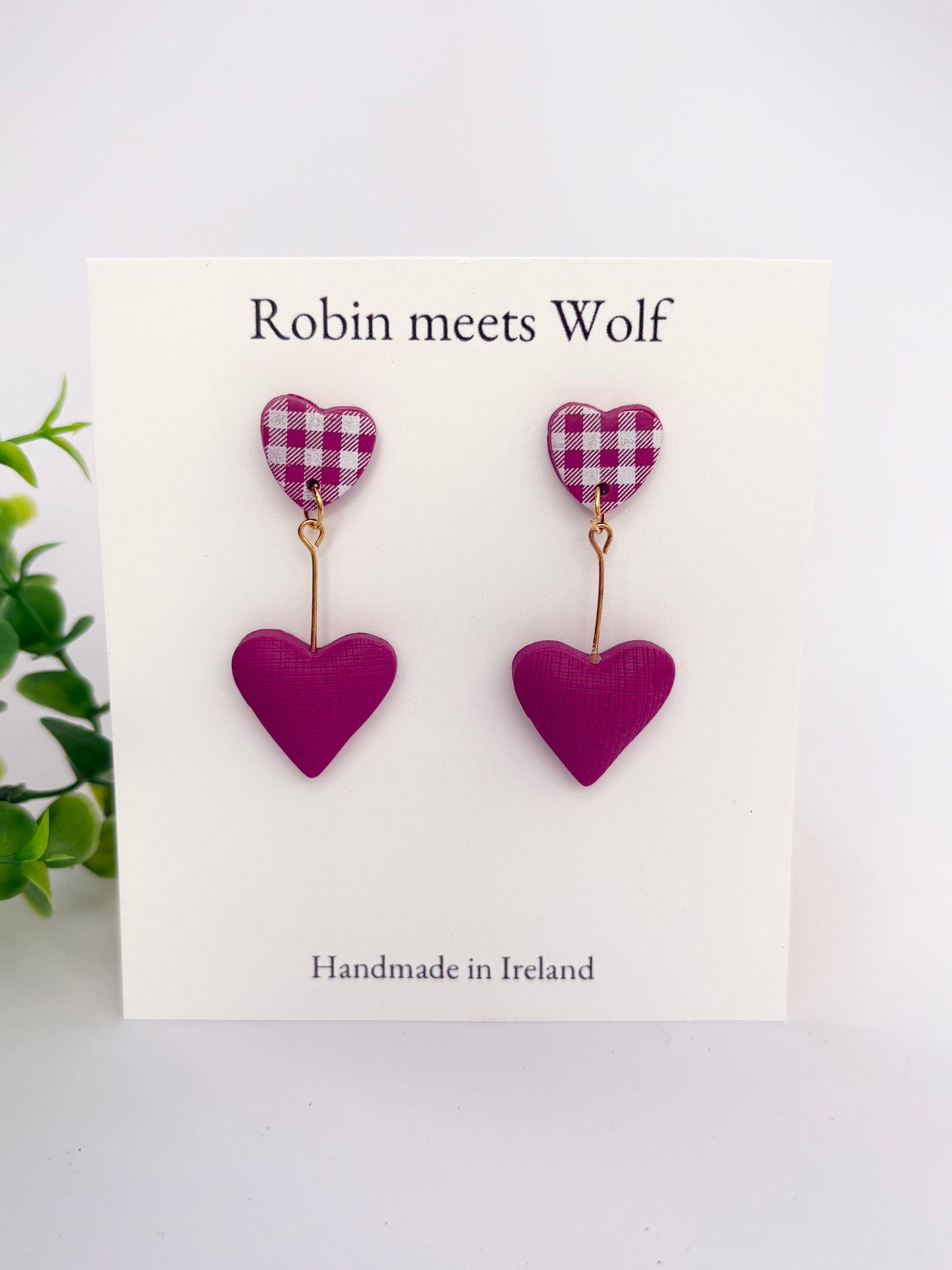 Joanne - Pink 3d heart drop earring