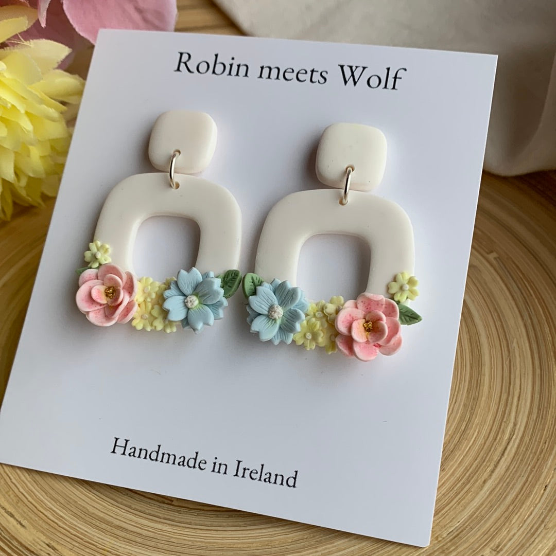 Elle - pastel florals on pure white