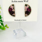 Elizabeth - Florals on a dark green background. Stud earring.
