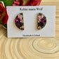 Elizabeth - Florals on a dark green background. Stud earring.
