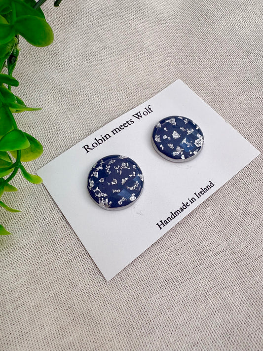 Large stud - navy and silver