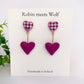 Joanne - Pink 3d heart drop earring