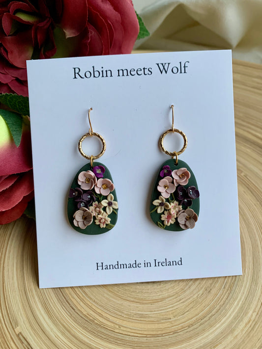 Elizabeth - Florals on dark green