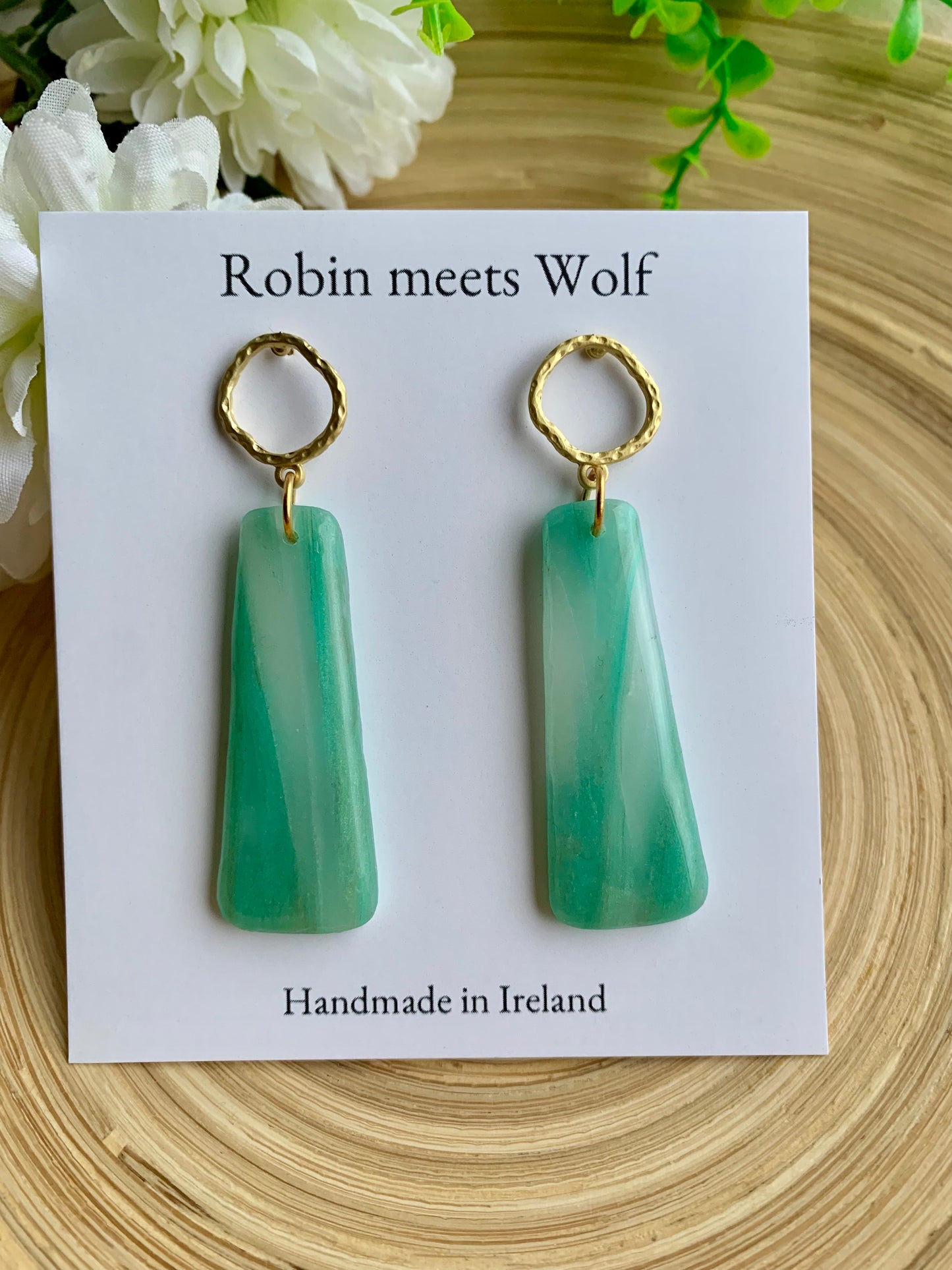 Eleanor - Sea glass green drop earring