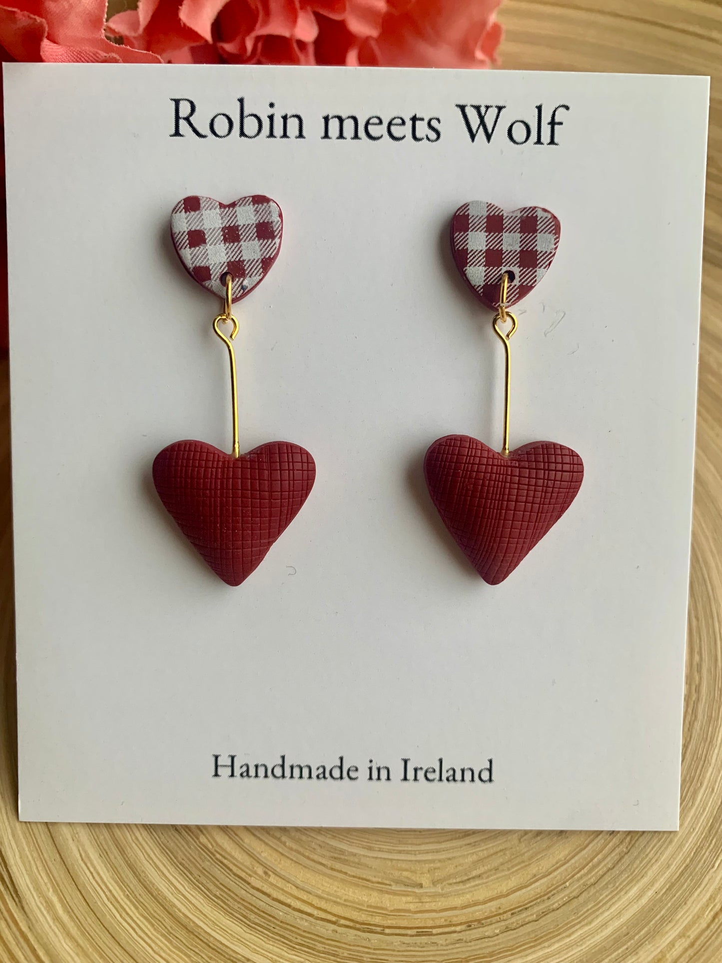 Joanne - Red 3d heart drop earring