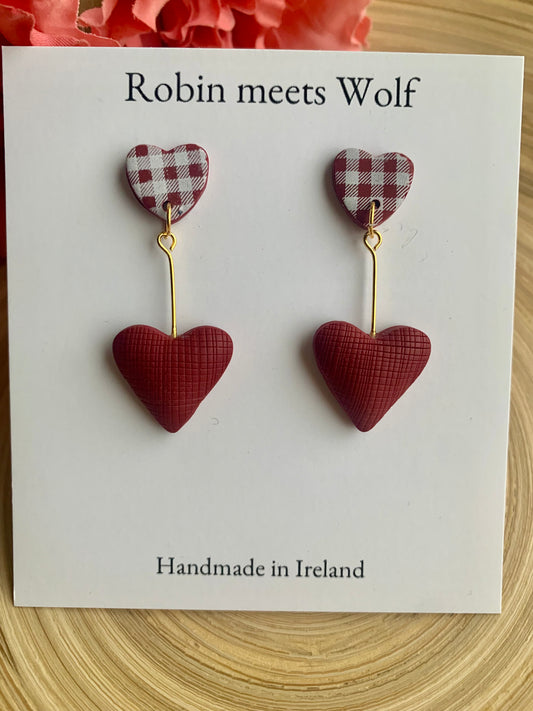 Joanne - Red 3d heart drop earring
